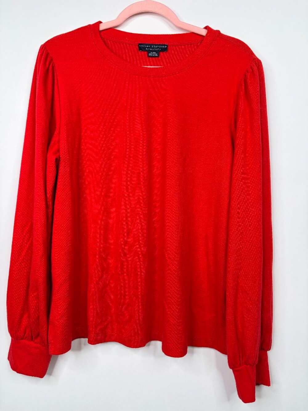 2/$30 Social Standard by Sanctuary Julia Sweater Puff Shoulder Red XL #A3607 - Picture 3 of 7